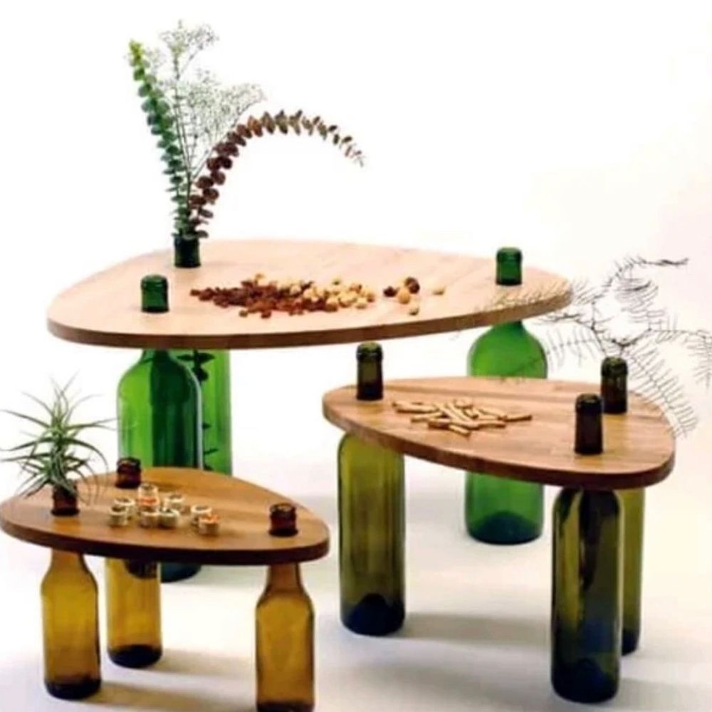 Ciclus By Tati Guimarães 2 piece Tabletop Cheeseboards use with wine bottles
